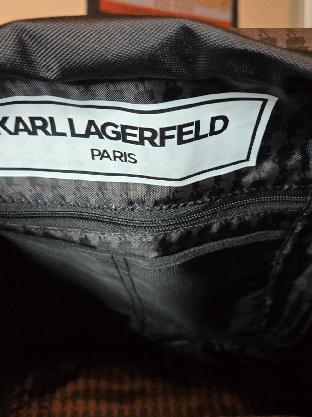 Karl Lagerfeld Black Saffiano Backpack - Logo Front - Picture 8 of 11